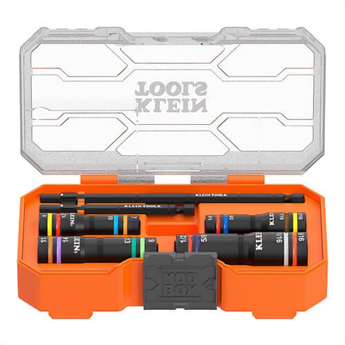 Klein® 654QS Knect™ Quad-16 Heavy-Duty Impact Flip Sockets, 6-Point, SAE and Metric, Steel, 1/4 in and 3/8 in Drive, 4 pc