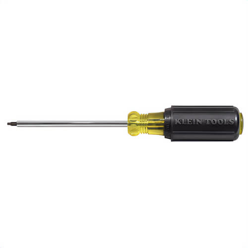 Klein® Cushion-Grip® 667 Screwdriver, #3 Square Recessed Point, Steel Shank, 12-1/4 in OAL, Acetate Handle, Polished Chrome, ANSI/ASME Specified