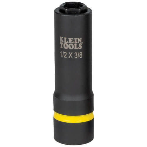 Klein® 66061 2-in-1 Impact Socket, Cross Hole Style, 1/2 in Drive Hex Drive, 1/2, 3/8 in Socket Impact Socket, 6 Points