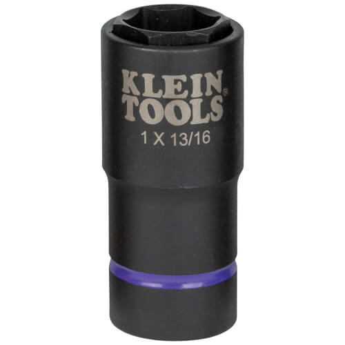 Klein® 66065 2-in-1 Impact Socket, Cross Hole Style, 1/2 in Drive Hex Drive, 1, 13/16 in Socket Impact Socket, 6 Points