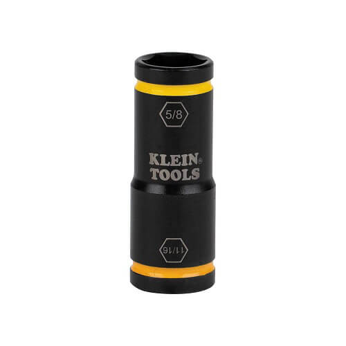 Klein® 66075 Flip Impact Socket, 4140 Steel, 6-Point, 11/16 x 5/8 in Socket, 2.625 L x 0.965 H x 0.965 W in