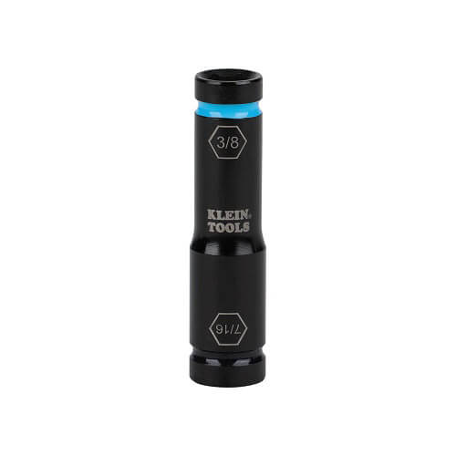 Klein® 66077 Flip Impact Socket, 4140 Steel, 6-Point, 7/16 x 3/8 in Socket, 2.625 L x 0.655 H x 0.655 W in