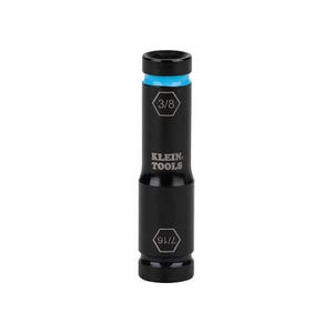 Klein® 66077 Flip Impact Socket, 4140 Steel, 6-Point, 7/16 x 3/8 in Socket, 2.625 L x 0.655 H x 0.655 W in