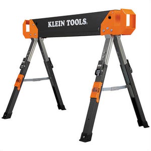Klein® 66188 Adjustable-Leg Folding Saw Horse and Jobsite Table, Steel, Black/Orange, 1 pk