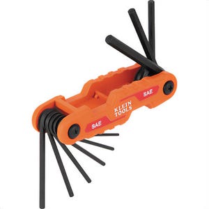 Klein® 70540 Compact Folding Hex Key Set, SAE, CR-V Steel, Orange, 9 pc