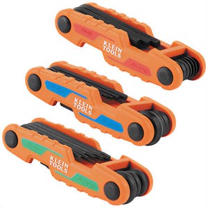 Klein® 70543 Compact Folding Hex Key Set, 25-Key, SAE, Metric, Torx® Sizes, 3 pc, Orange, CR-V Steel
