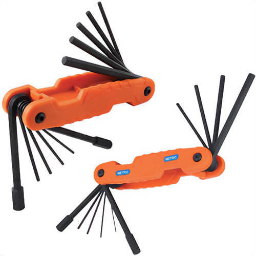 Klein® 70552 Pro Folding Hex Key Set, SAE and Metric, CR-V Steel, Orange, 21 pc