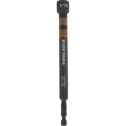 Klein® 716PNDHC Hollow Magnetic Color-Coded Power Nut Driver, 7/16 in, Brown, Steel Alloy