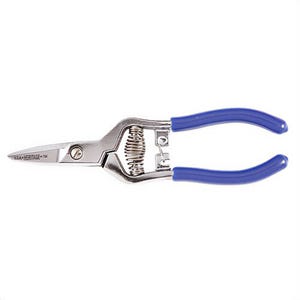 Klein® Heritage® 744 Self-Opening Spring Action Snip, Sharp Tip, 1 in L of Cut, Straight Snip, Carbon Steel Blade, Plastisol Coated Handle