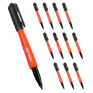Klein® 8610112 Skribes™ Fine Tip Permanent Markers, Polypropylene, Black, 12 pk