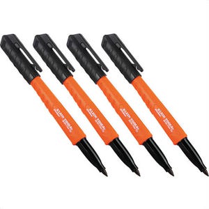 Klein® 861014 Skribes™ Fine Tip Permanent Markers, Polypropylene, Black, 4 pk