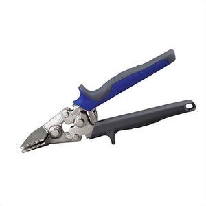 Klein® 86522 Hand Seamer, Straight, 22/24 ga Metal Gauge, Notch Jaw, 3 in Jaw, Steel Jaw, Contoured Grip Handle