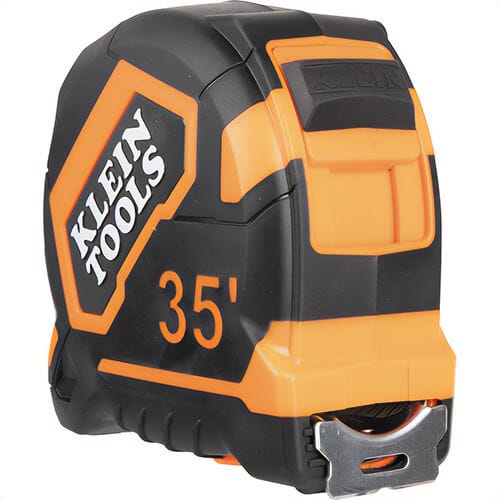 Klein® 9135 Tape Measure, Plastic Case with Steel Blade, Orange/Black, 35 ft Single-Hook