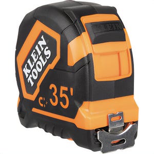 Klein® 9235 Tape Measure, Magnetic Double-Hook, Orange/Black, 1/16 in Graduations, 35 ft