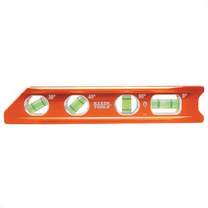 Klein® 935RB Torpedo Billet Level, Rare Earth Magnet, 0.1% Accuracy, 8 in Length, 1.476 in Width, 3/4 in Height, Aluminum, Orange