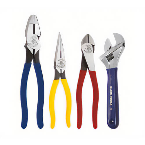 Klein® 94809 Plier Combo with Adjustable Wrench, 4 pc