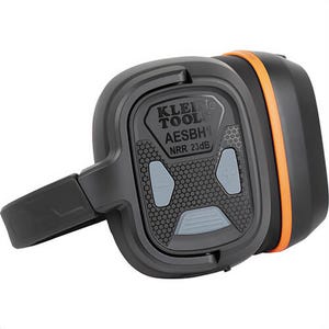 Klein® AESBH1 Bluetooth® Behind-The-Head Earmuffs, PC, ABS, Stainless Steel, Filled Nylon, Silicone, POM, Black/Orange, 23 dB