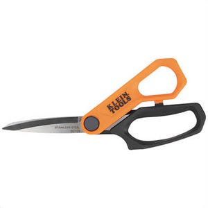 Klein® B2109 Stainless Steel Utility Shears, Straight Blade, Ambidextrous, Orange/Black, 9 in