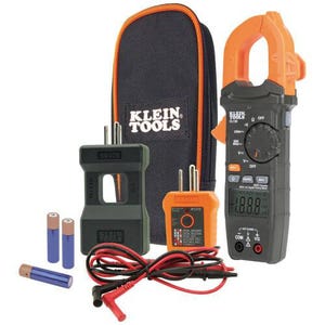 Klein® CL120KIT Clamp Meter Electrical Test Kit, 600V AC/DC, 1.61 in Jaw, Reverse Contrast LCD Display