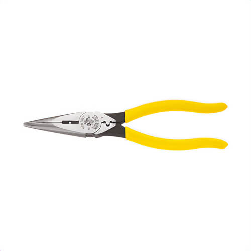 Klein® D203-8NCR Pliers Needle Nose Side Cutters with Stripping and Crimping, 8 in