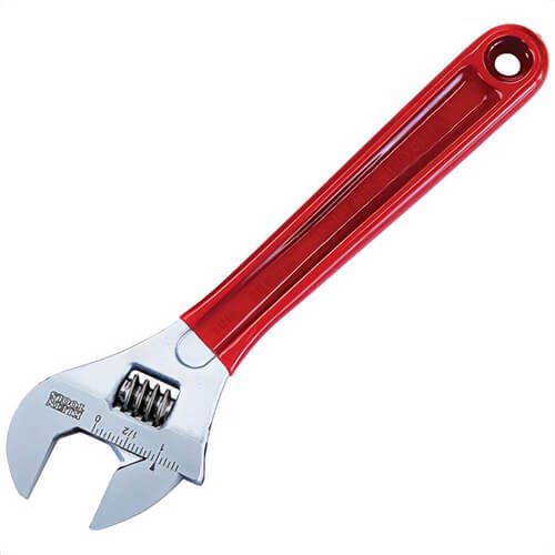 Klein® D507-10 Extra Capacity Non-Insulated Adjustable Wrench, 1-5/16 in, Polished Chrome, 10-1/4 in OAL, Forged Alloy Steel Body, Forged Alloy Steel