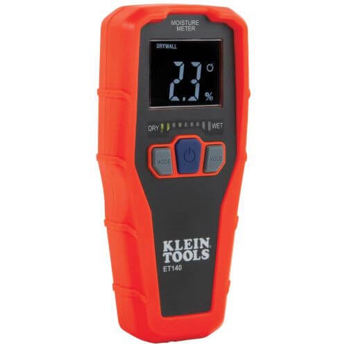 Klein® ET140 Pinless Moisture Meter with Electromagnetic Field (EMF) Technology, Bright Reverse Contrast/9 LED Bar Graph Display