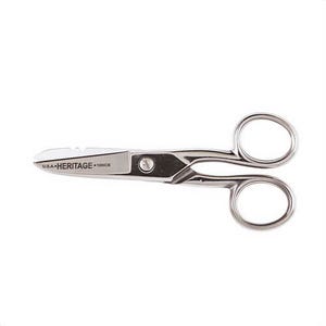 Klein® G100CS Scissors, 5.25 in OAL, Serrated Edge, Carbon Steel Blade, Metal Handle