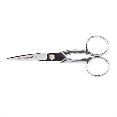 Klein® G435 Heritage Cutlery™ Tailor Point Scissor, 2 in L of Cut, 5-1/2 in OAL, Standard Tip, Standard Edge, Ambidextrous