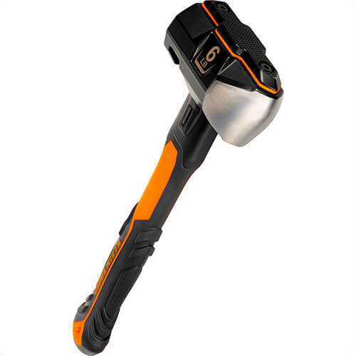 Klein® H80606 Fiberglass Handle Wedge Sledgehammer, Wedge, Smooth, and Milled, Black/Orange, 6 lb