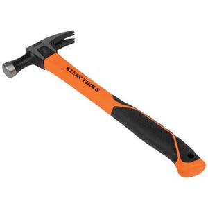 Klein® H80718 Straight Claw Hammer, 14.8 in OAL, Striking Face, Smooth Face Surface, 18 oz Head Forged Steel Head, Straight Claw, Fiberglass Handle