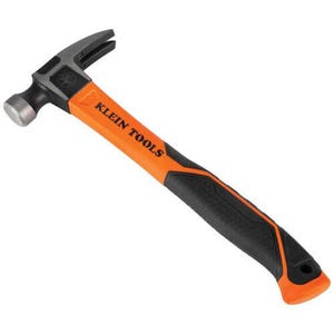 Klein® H80816 Straight Claw Hammer, 12.8 in OAL, Striking Face, Smooth Face Surface, 16 oz Head Forged Steel Head, Straight Claw, Fiberglass Handle