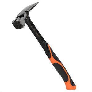 Klein® H80922SM Milled Face Steel Claw Hammer, Straight Handle, Black Powder-Coated, Forged Steel, Black/Orange, 15 Handle, 22 oz