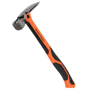 Klein® H81020 Smooth Face Vibration-Reducing Hammer, Straight, Black Powder-Coated, Steel, Black/Orange, 15 in Handle, 20 oz