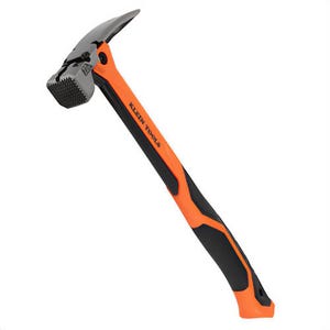 Klein® H81022 Milled Face Vibration-Reducing Hammer, Straight Handle, Black Powder-Coated, Forged Steel, Black/Orange, 22 oz