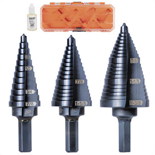 Klein® KTSBSPRO Premium Electrician's 3/8 in Hex Step Bit Set, 3 pc