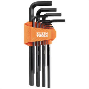 Klein® LS10M Standard Long Hex Key Set, Metric, CR-V Steel, Orange, 10 pc