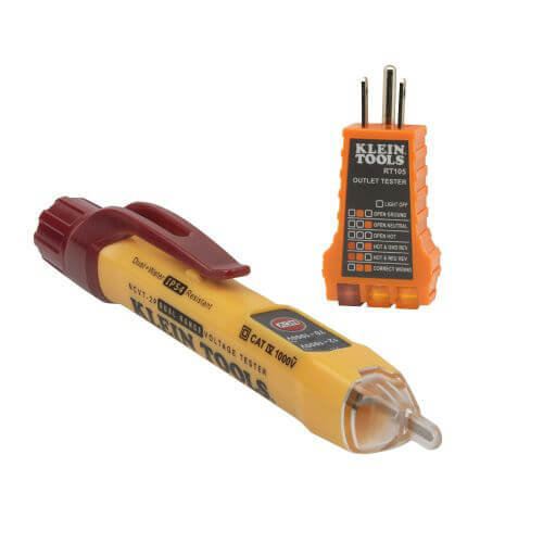 Klein® NCVT2PKIT Dual Range Non-Contact Voltage and Receptacle Tester, 48 to 1000V AC/12 to 1000V AC Max Measurable