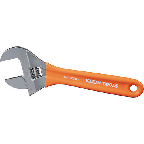 Klein® O5098 Extra-Wide Jaw Adjustable Wrench, 6140 Forged Steel, 8 in