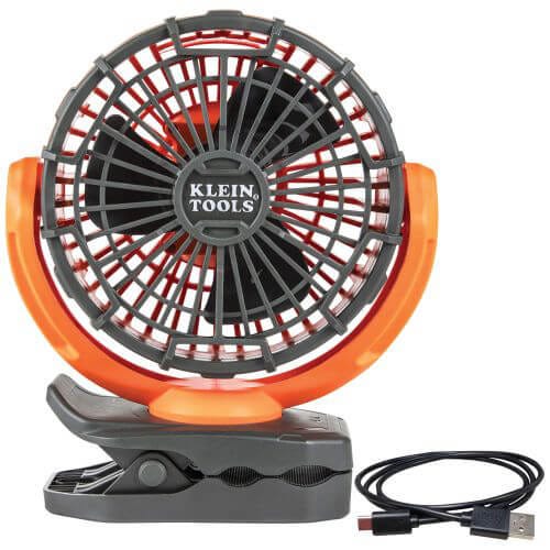 Klein® PJSFM1 Rechargeable Personal Jobsite Fan, 5 VDC, 2 Speeds, 8.2 to 10.5 fps Air Flow