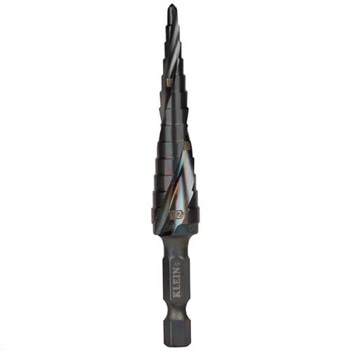Klein® QRST01 Step Drill Bit, Quick Release, Spiral Flute, 1/8 to 1/2 in