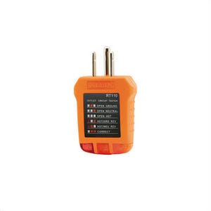 Klein® RT110 Receptacle Tester, 3-Wire, 110/125 VAC, 50/60 Hz Frequency, 1-5/8 in L x 1-7/8 in W x 2-7/8 in H Dimensions
