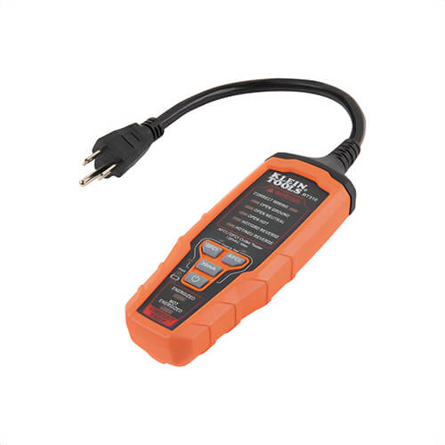 Klein® RT310 AFCI/GFCI Outlet Tester, 120V AC, Visual Indicator, Safety Rating: CAT III 135V, 7.4 in L x 2.3 in W x 1.3 in H