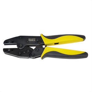 Klein® VDV200-010 Ratcheting Crimper Frame, Steel with Black-Oxide, Black/Yellow