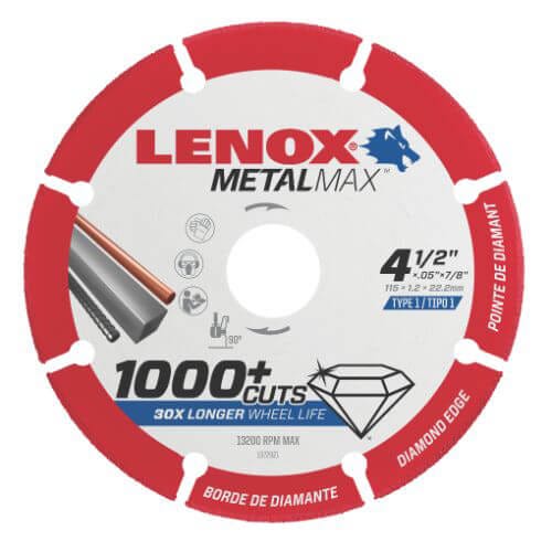 Lenox® MetalMax™ 1972921 Cut-Off Wheel, 4-1/2 in dia Blade, 7/8 in Arbor/Shank