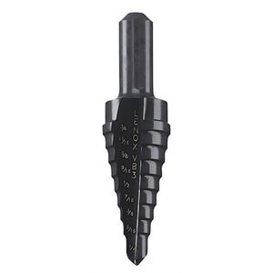 Lenox® 30883VB3 Step Drill Bit, 1/4 in dia Min Hole, 3/4 in dia Max Hole, 9 Steps, HSS, 9 Hole Sizes, 3/8 in Shank