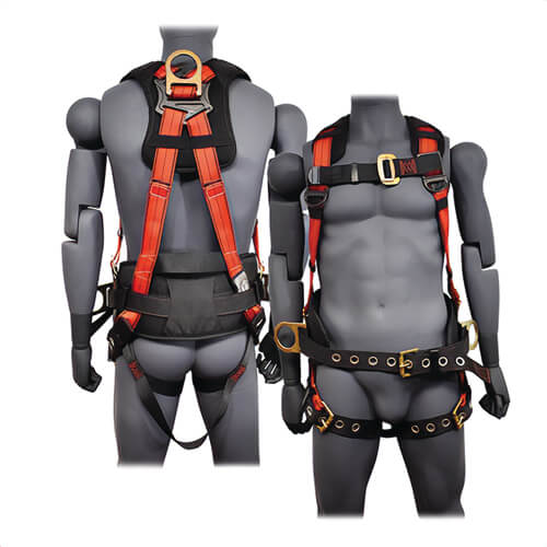 Liberty Line® 5-Point Full Body Harness, M/L, Back Pad, Tongue Buckle Waist Belt and Legs, 3 D-Rings, FAL28003