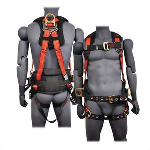 Liberty Line® 5-Point Full Body Harness, M/L, Back Pad, Tongue Buckle Waist Belt and Legs, 3 D-Rings, FAL28003