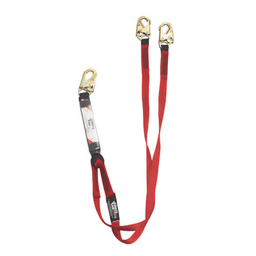 Liberty Line® 6 ft Twin Leg 100% Tie-Off Shock Absorbing Lanyard, Clear Pack Design, Snap Hook Ends, FAL28006