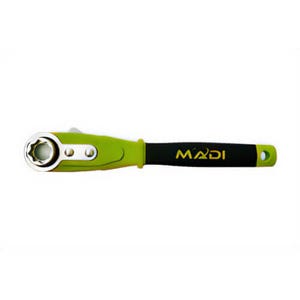 MADI BWS-5 Slotted Insulated Big Wrench 5-in-1, 24-Tooth Ratchet, Patented Handle, Chrome-Plated Carbon Steel, Hi-Viz Green