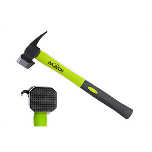 MADI CMLH-1 Claw Milled Lineman Hammer, Integrated Staple Puller, Fiberglass Non-Conductive Handle, 32 oz Milled Face